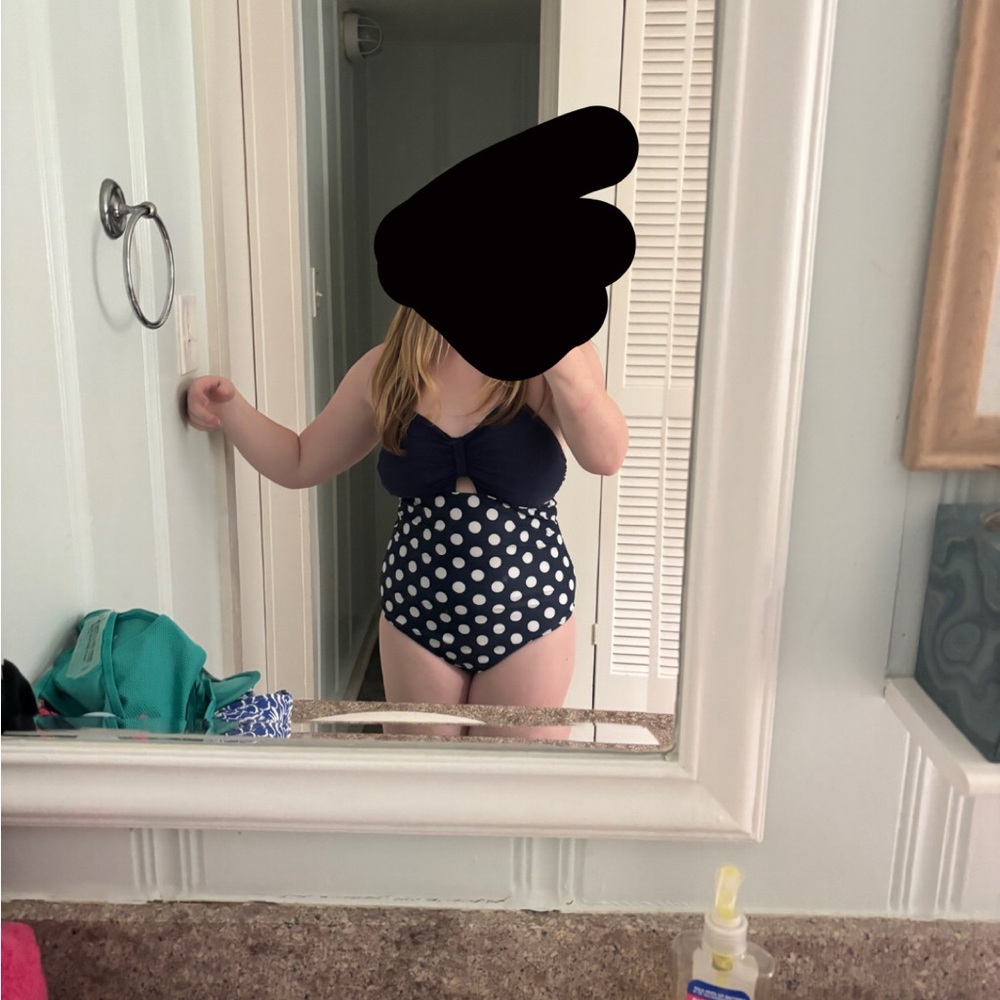 Navy Polka Dot Swimsuit